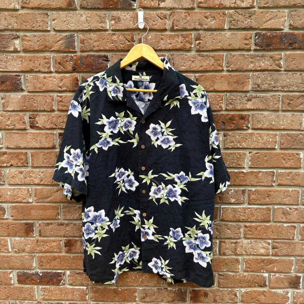 Vintage Tommy Bahama Floral Flower Silk Shirt XL‎